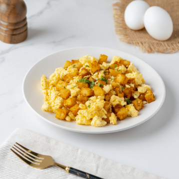 Potato with scrambled eggs